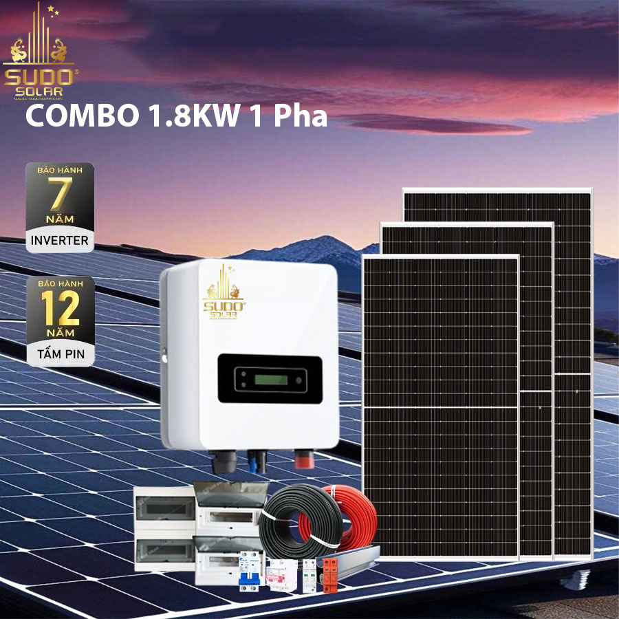 Hệ Thống Điện Mặt Trời Hòa Lưới 1.8kW 1 Pha – Combo Tự Lắp