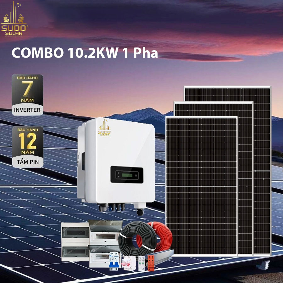 Hệ Thống Điện Mặt Trời Hòa Lưới 10.2kW 1 Pha – Combo Tự Lắp