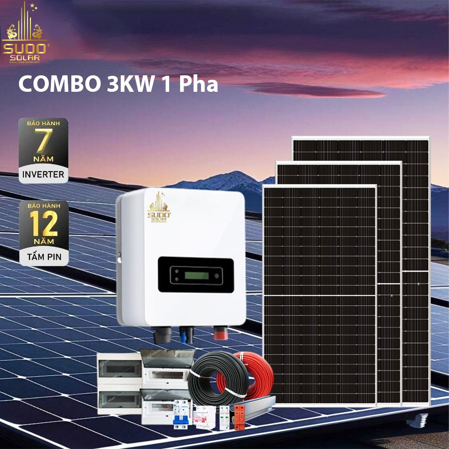 Hệ Thống Điện Mặt Trời Hòa Lưới 3kW 1 Pha – Combo Tự Lắp