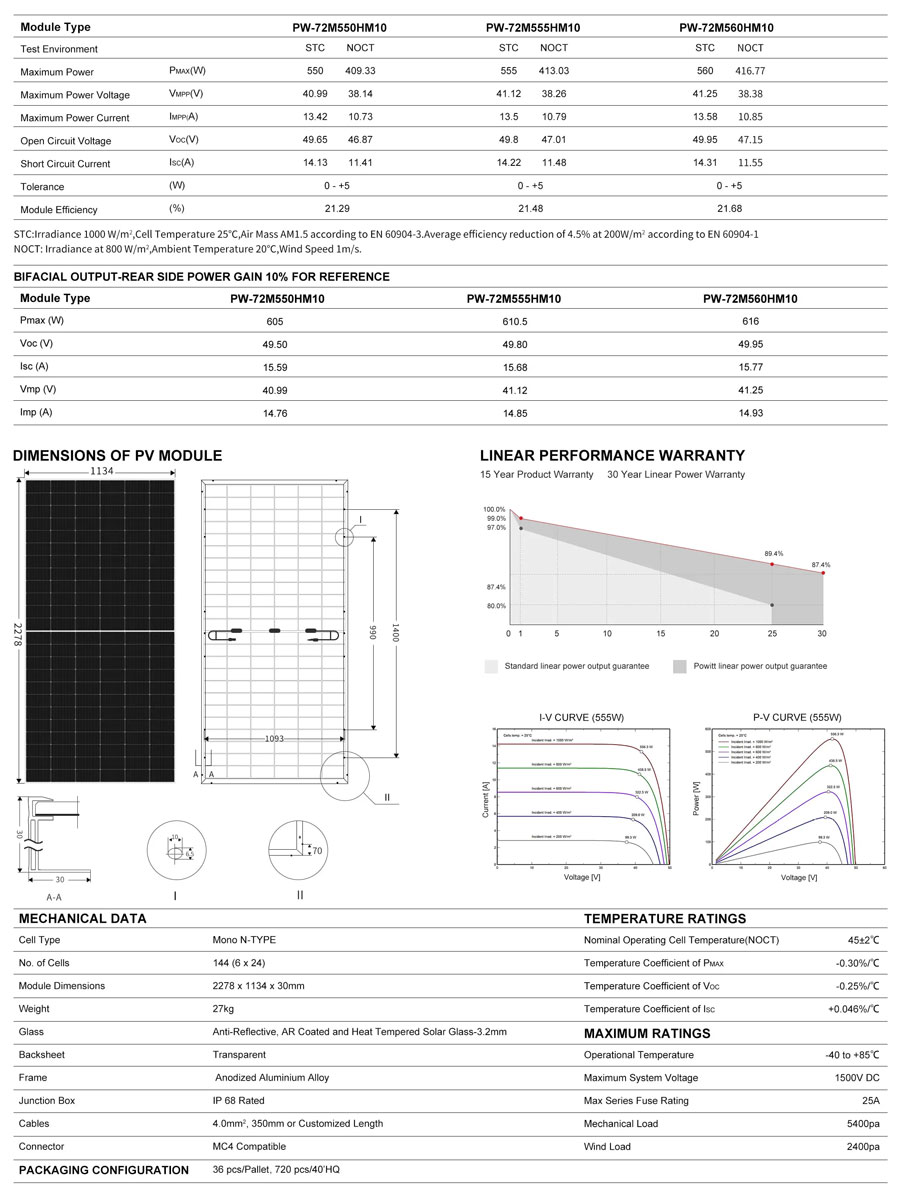 Powitt Solar M10 MONO 555W
