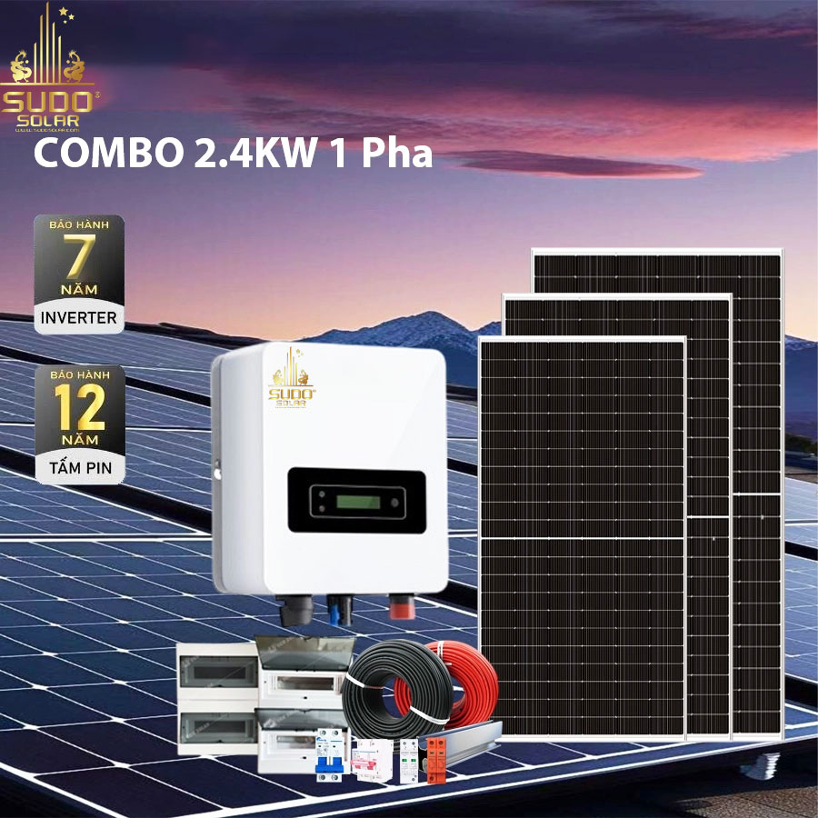 Hệ Thống Điện Mặt Trời Hòa Lưới 2.4kW 1 Pha – Combo Tự Lắp