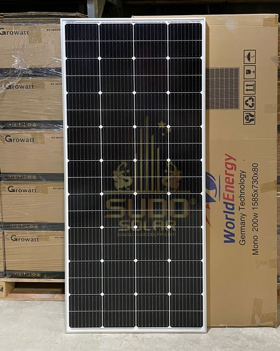 Tấm pin năng lượng mặt trời Mono 200W – 24V WorldEnergy