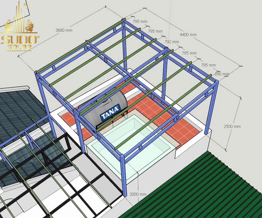 Hình ảnh 3D thiết kế cho dự án điện năng lượng mặt trời